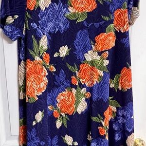 LuLaRoe Blue and Orange Floral Carly Dress
